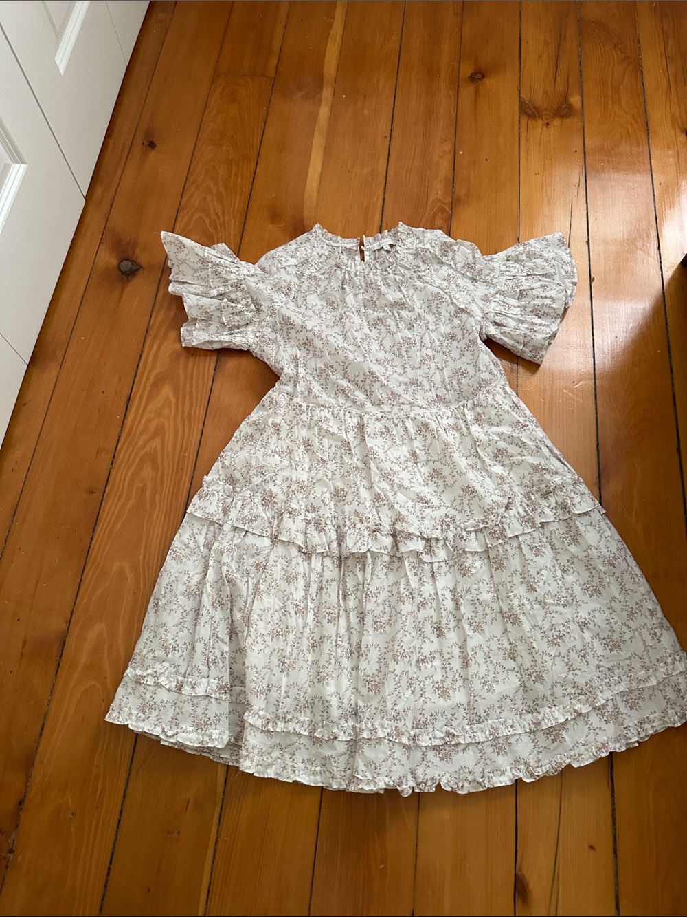 Olivaceous Cream Dress with Taupe Floral Print